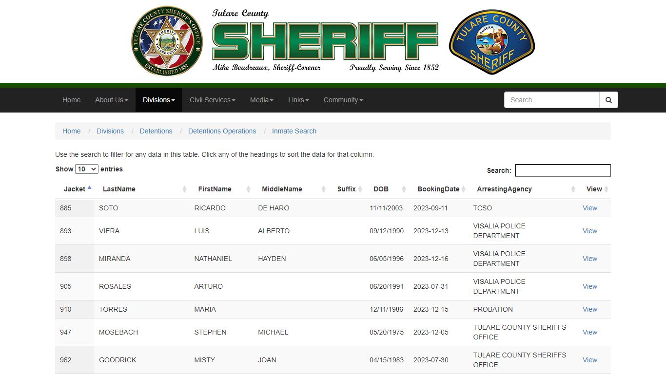 Inmate Search - Tulare County Sheriff